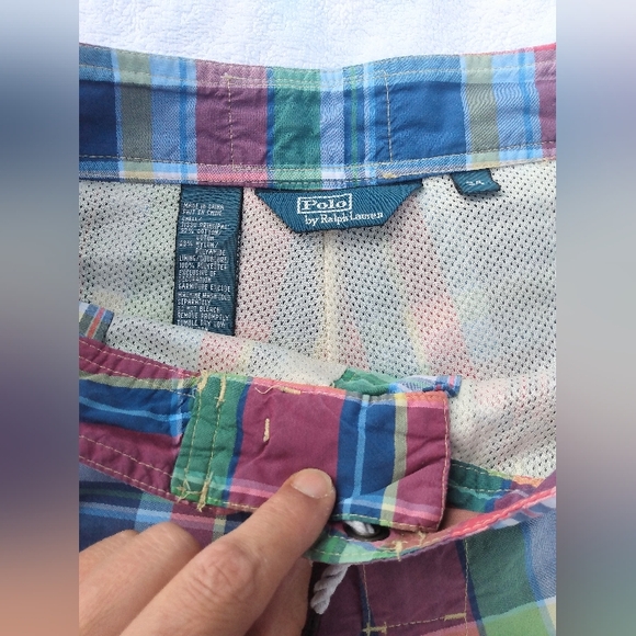 POLO Ralph Lauren Preppy Plaid Yellow Embroidery Pony Swim Trunks Shorts M 34 - Picture 6 of 11